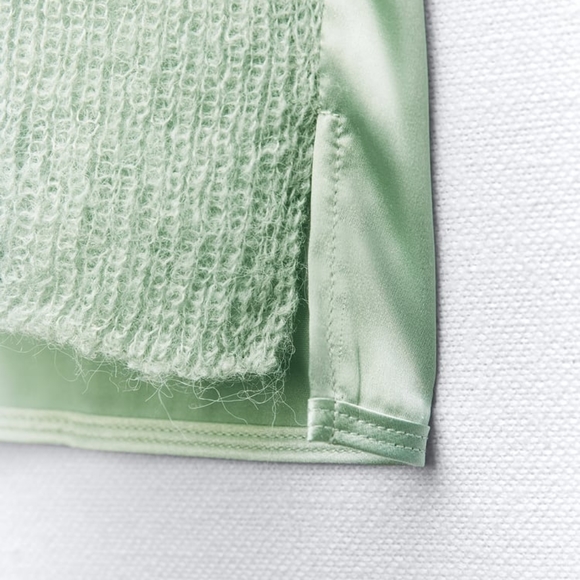 MIXED KNIT CAMISOLE/Satin - Picture 7 of 9